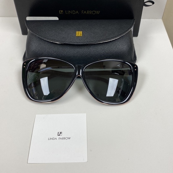 Linda Farrow Limited Edition Rose Gold Plated Black Shiny Oversized Sunglasses main image 4